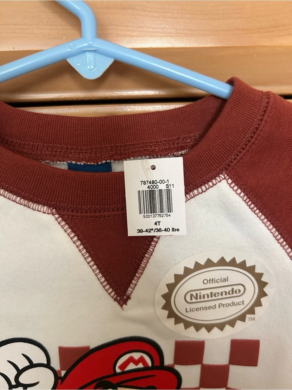 Mario Kart Raglan Sweatshirt - Red & White New With Tags